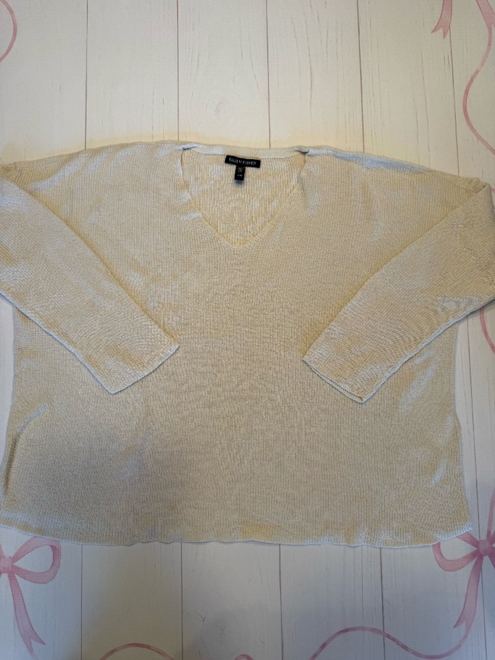 Eileen Fisher Ribbed V-Neck Sweater Size XS